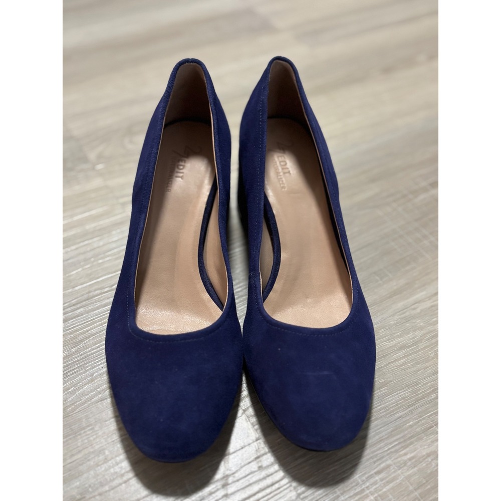 Naturalizer 27 Edit Ably Cobalt Blue Suede Block Heel Pumps Size 9.5M